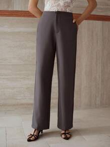 MOTF PREMIUM Pantalones rectos con bolsillos en ángulo - Gris - Ver 4