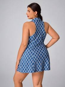 Flexra Plus Size Women Summer Casual Stretchy Elegant Denim Dress