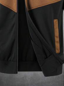 Manfinity Homme 男士长袖撞色户外防风夹克，拉链设计，常规版型，适合秋冬季运动休闲穿着，兼具运动与户外休闲风格，尽显复古绅士风范。 - 彩色 - 查看 6