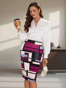 SHEIN Clasi Váy nữ Hình học Thanh lịch - Nhiều màu - Xem 4