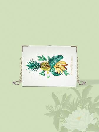 The White Lotus Tropical Fruit Print Chain Linked Book Box