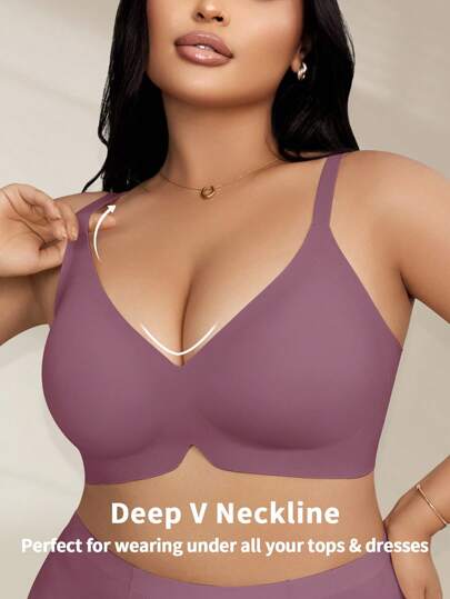 1 件女士加大码果冻柔软支撑无钢圈文胸