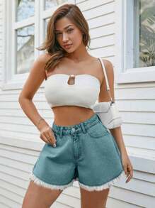 SHEIN Cottnline 99٪ قميص LOOSE SI من القطن YED - ازرق مخضر - مشاهدة 4