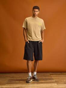 Musero Áo thun họa tiết oversize tay ngắn dáng trễ vai - Xám - Xem 4