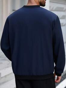 Manfinity Homme Plus Size Men's Casual Versatile Daily Jacket, Men Bomber Jacket, Navy Blue Jacket Men, Plus Size Men Jacket, Big And Tall Men Jacket , Fall