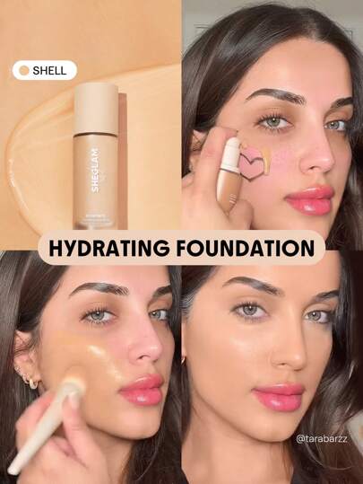 SHEGLAM Skinfinite Hydrating Foundation-Shell Flawless Dewy Foundation Hydrating Coverage Invisible Pore Concealer Pore-Less Non-Greasy Lightweight Natural Soft Liquid Foundation Graduation Birthday Holiday Summer Fall Autumn Y2K Fancy Fashion Women Brand Makeup Cosmetic Beauty Party Beach Travel Camping Outdoors School Campus Trip Festivals Decor Gift Present Rose Girl Cosplay Best Color Charm Vibe