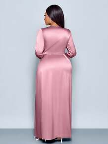 SOLERSUN Women's Elegant Solid Color Ruched Side Satin Bodycon Dress,Suitable For Dating Party Maxi Women Outfit Fall Cloth For Women