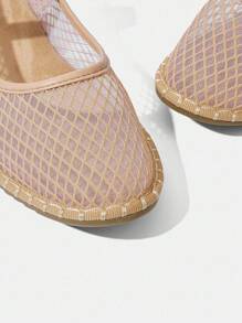 Styleloop 杏色网眼透气圆头平底休闲鞋，适合万圣节、圣诞节、派对 - 杏色 - 查看 4