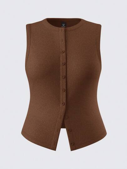 SHEIN BASICS Plus Size Solid Color Knit Fitted Tank Top,Teacher Outfits For Women/Summer