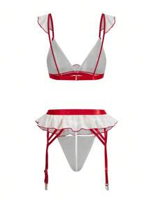 Fantasy Costume 4pcs Women Nurse Costume Set(Top, Pants, Garter Belt, Nurse Hat) - White - View 8