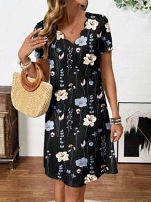 Breezaya 女式夏季度假蕾丝拼布扎染印花无袖连衣裙