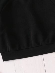 Emery Rose Kids Emery Rose Kids 女宝宝宽松休闲舒适圆领长袖花卉印花卫衣和裤子套装 - 黑色 - 查看 7