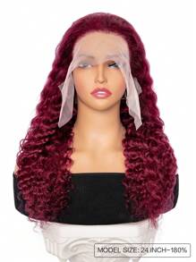 勃艮第蕾丝前假发真人发丝 180 密度深波浪假发 13*6 透明蕾丝前假发 适合女士 18-30 英寸 - SBUGA - 查看 2