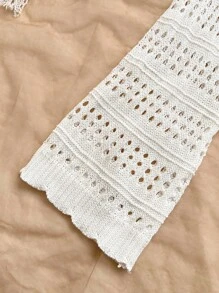 Soleia 休闲度假西部海滩婚礼宾客服装、毕业早午餐、圣帕特里克节春假复活节音乐节优雅波西米亚热带优雅抽绳系腰镂空女士毛衣女士蕾丝上衣波西米亚风上衣女士钩针衬衫 - 白色 - 查看 3