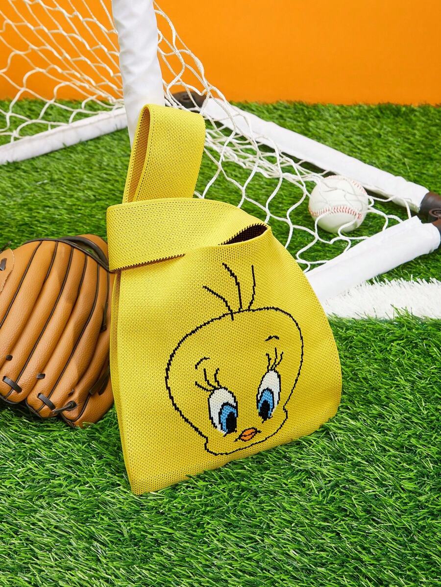 LOONEY TUNES X SHEIN 女士卡通图案时尚可爱手提包 - Butter Yellow - 查看 1