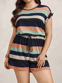 Zelara 大码彩色条纹休闲连体衣 - 彩色 - 查看 6