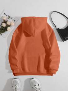 INAWLY Women's Casual Cat Print Long Sleeve Hooded Sweatshirt With Pocket, Everyday Wear Pullover Fall - Orange - View 2