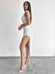Firerie Damen rüschenbesetztes trägerloses Retro Polka Dot sexy elegantes Maxikleid, Göttin Kleid, Frühlings-/Sommermode, geeignet für Pendeln, Eleganz, Sexiness, Urlaub, Strand, Boho, Hawaii, Musikfestival, Romantik, Date, Party, Hochzeitssaison, Abschlussball, Aufführungsbekleidung, Konzert, Vintage - Schwarz und Weiss - Übersicht 8