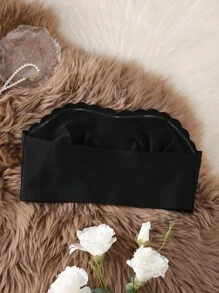 SHEIN 大码休闲舒适无缝纯色无钢圈无缝前扣工字背运动无肩带文胸