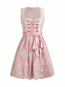 SHEIN Frenchy 女式复古刺绣网眼撞色无袖连衣裙，啤酒节粉色 Dirndl 连衣裙搭配蕾丝围裙和衬衫，女式优雅蕾丝拼接十字交叉系带度假连衣裙，女式复古刺绣网眼撞色无袖连衣裙，女式复古 V 领系带束腰连衣裙，女式撞色蕾丝短袖方领腰带全身印花甜美荷叶边下摆连衣裙，啤酒节 Dirndl，啤酒节 Tracht，啤酒节 Wiesn Bierfest Dirndl，Dirndl 连衣裙，啤酒节连衣裙，德国连衣裙，传统德国连衣裙，巴伐利亚连衣裙，啤酒节派对连衣裙，梭织无袖束腰短裙，节日庆典服装，Dirndl，Dirndl Kleid Pink/Dirndl Kleid Rosa，Dirndl XL - 粉色 - 查看 10