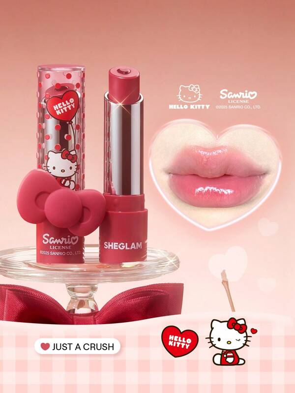 Hello Kitty｜SHEGLAM Be My Baby Hydrating Lipstick-Just A Crush Graduation Birthday Holiday Summer Fall Autumn Y2K Fancy Fashion Women Makeup Cosmetic Party Beach Travel Camping Outdoors School Campus Trip Festivals Decor Gift Present Rose Girl Cosplay Best Color Charm Vibe