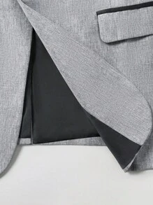 Calvornis 男士纯色单扣休闲商务长袖西装外套 - 淺灰色 - 查看 5