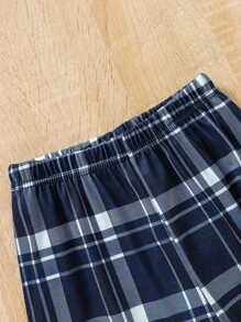 SHEIN 2件套男童休闲格子宽松长袖套装，秋季 - 淺藍色 - 查看 3