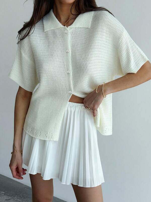 Aloruh Women Solid Color Drop Shoulder Casual Sweater For Summer Summer Summer Outfits Summer Clothes Beach Outfits For Woman  Beach Vacation Vacation Outfits Woman Boho  Tropical Vacation Woman Clothe  Crochet