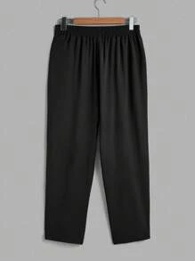 Manfinity Homme Conjunto de camisa de manga corta y pantalones casuales y versátiles para hombres, ropa de otoño, atuendos cómodos - Blanco y Negro - Ver 5