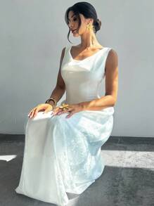 Firerie 女士白色露肩性感优雅 A 字长裙，适合宴会、婚礼、伴娘、复古、春夏、海滩、通勤、优雅、性感、度假、海滩、波西米亚、夏威夷、音乐节、浪漫、约会、婚礼季、毕业典礼、舞会、表演、音乐会、工作装 - 白色 - 查看 5