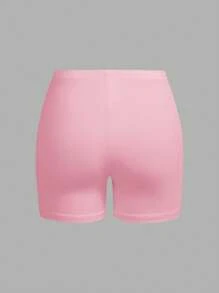 SHEIN EZwear Bộ 4 quần legging ngắn bó sát màu đen, trắng, hồng dành cho nữ, thích hợp mặc vào mùa hè - Nhiều màu - Xem 7