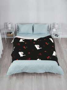 ROMWE Kawaii 1件法兰绒印花盖毯。柔软精致，印有可爱的猫咪图案。可用作床罩、沙发盖、户外毯、卧室毯、办公室盖毯或学生毯。 - 彩色 - 查看 2