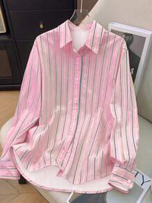 Franclia Women's Casual Loose Striped Single-Breasted Long Sleeve Shirt Fall Cloth For Women - Multicolor - View 1