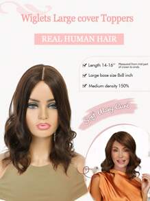 ZERO-NET 14英寸女士蓋頭,真人髮片,適用於頭髮稀疏的女性,波浪髮型