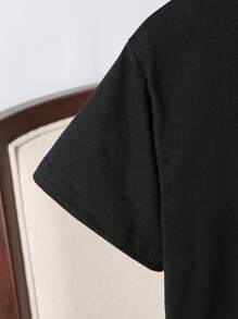 Young Girl Knit Patchwork Ruffle Hem Casual Short Sleeve Dress Young Girl Clothes Summer, Girls School Uniform, School Tops, Tops For School - Multicolor - View 6