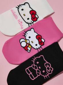 HELLO KITTY AND FRIENDS | SHEIN 5雙女款休閒短襪，柔軟透氣吸濕，時尚可愛多彩，加強趾尖與腳跟，耐穿耐用，適合夏季百搭 - 彩色 - 查看 3