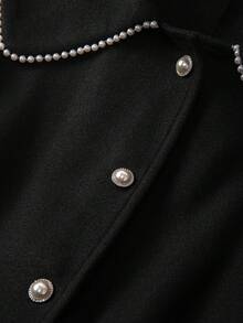 Regalyn Modischer große Größen Damen Mantel mit Stehkragen, Perlenverzierung, taillierter Taille aus Wollmischung, geeignet für Herbst/Winter