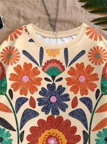 Travachic Women's Casual Printed Long Sleeve Crew Neck Sweatshirt, Suitable For Autumn/Winter - Multicolor - View 5