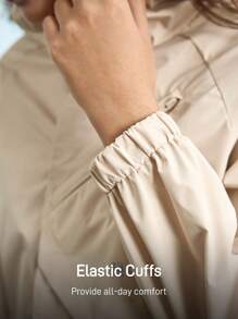 In My Nature Áo khoác ngoài trời mùa thu ngắn có mũ trùm đầu dành cho nữ của Nature Hike, Áo khoác chạy bộ ấm áp để đi bộ đường dài - Màu be - Xem 6