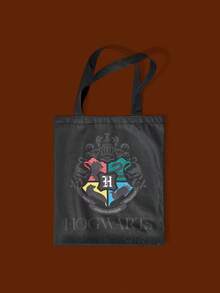 HARRY POTTER X SHEIN 女士休闲百搭可爱手提包，带徽章印花，便携又方便 - 彩色 - 查看 4