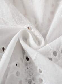 SHEIN 女童优雅白色镂空花卉面料圆领单扣耸肩夹克，秋季 - 粉色 - 查看 6