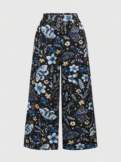 Women's Fairycore Butterfly & Moth Floral All-Over Print Pants
