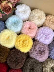 1 件 100 克钩针纱线羊毛纱线粗羊毛仿貂毛花式纱线粗羊毛手工编织纱线柔软纱线 DIY 钩针编织纱线适用于衣服、帽子、围巾、毛毯舒适蓬松毛皮纱线、毛绒纱线手工钩针爱好者、母亲节礼物、生日装饰