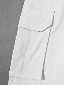 Manfinity Homme 多口袋休闲百搭时尚工装阔腿裤白色工装阔腿裤男士休闲街头宽松韩版阔腿裤，秋季 - 白色 - 查看 7