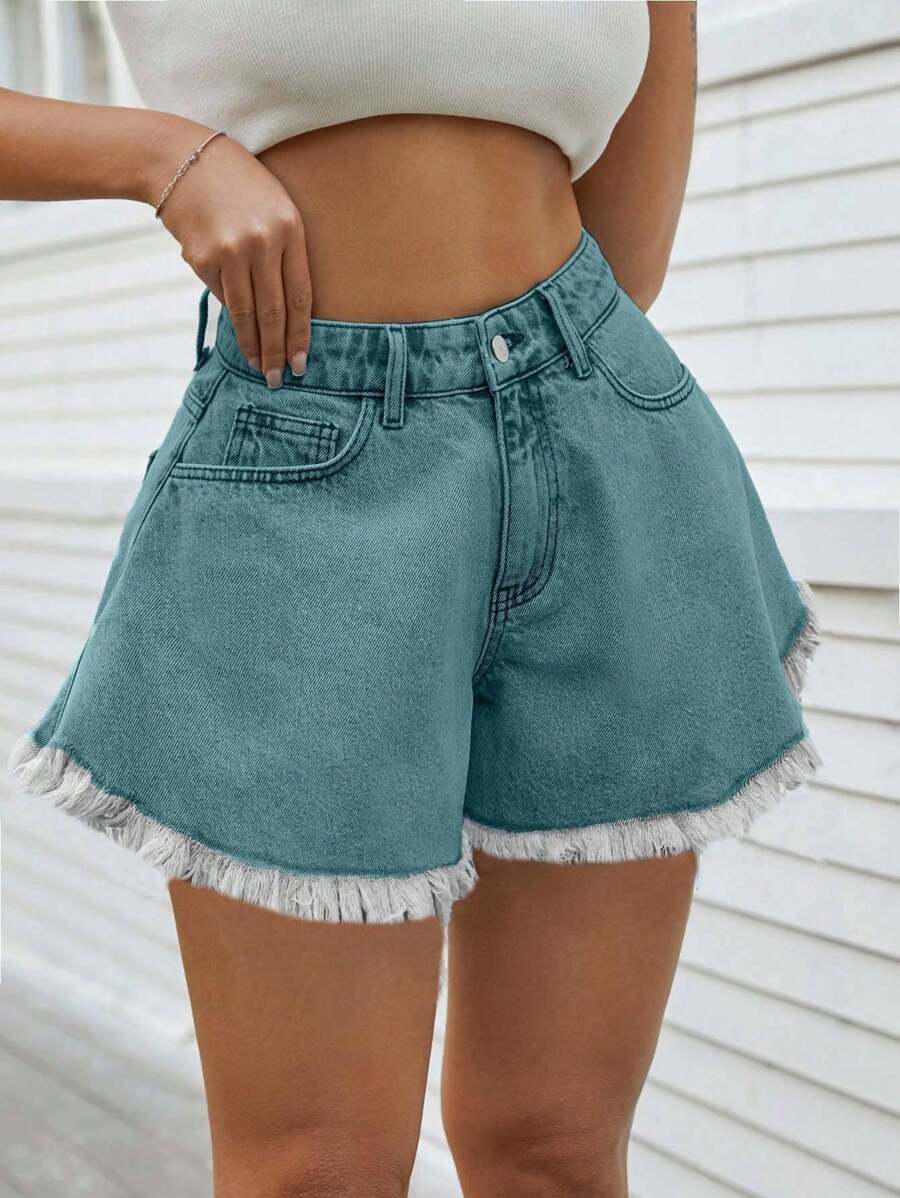 SHEIN Cottnline 99٪ قميص LOOSE SI من القطن YED - ازرق مخضر - مشاهدة 1