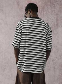 Manfinity Hypemode 男士街头时尚罗纹针织休闲 T 恤适合日常穿着、男朋友/丈夫礼物、周年纪念礼物， - 彩色 - 查看 3