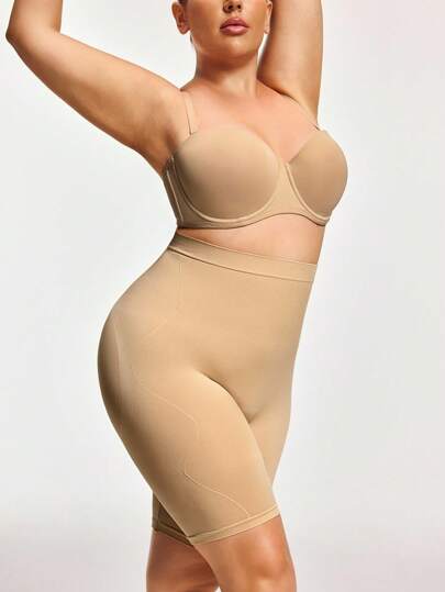 SHAPORA 大码女式高腰纯色短裤塑身裤