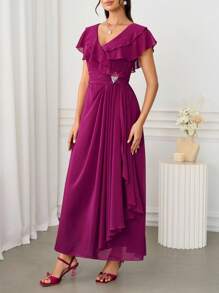 Ellevyn Women's Elegant Long Dress, Fuchsia Pink, New Arrival For Autumn Fall Women Clothes  Homecoming Dress  Modest Dresses For Women Teacher Outfits For Women - Hot Pink - View 4