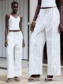 Lumivelle 女士休闲扎染印花裤（随机印花） - 白色 - 查看 1