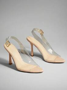 SHUZIA Giày sandal cao gót chữ V trong suốt tối giản dành cho nữ - Trong sáng - Xem 4